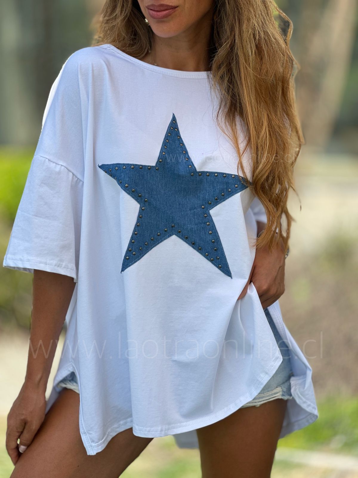 Polera oversize Star blanco