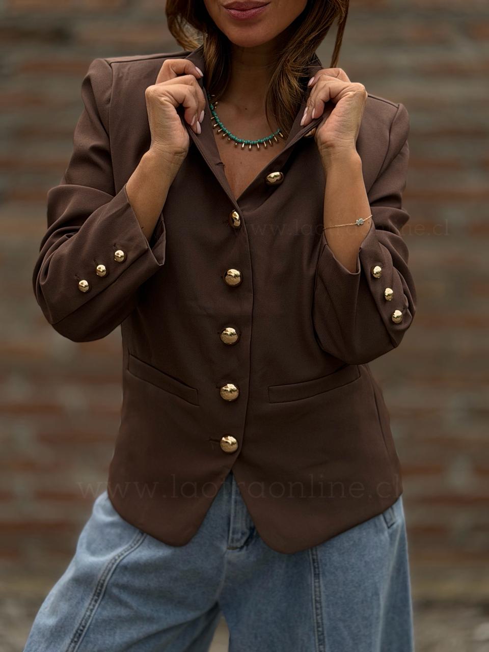 Blazer Botones Golden choco