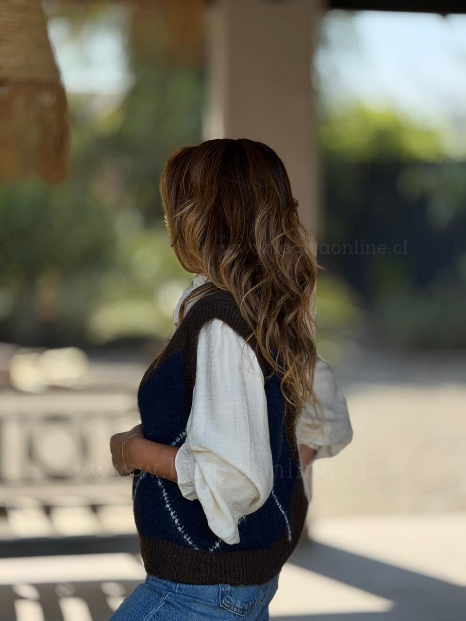 Sweater sin mangas Rombos marron