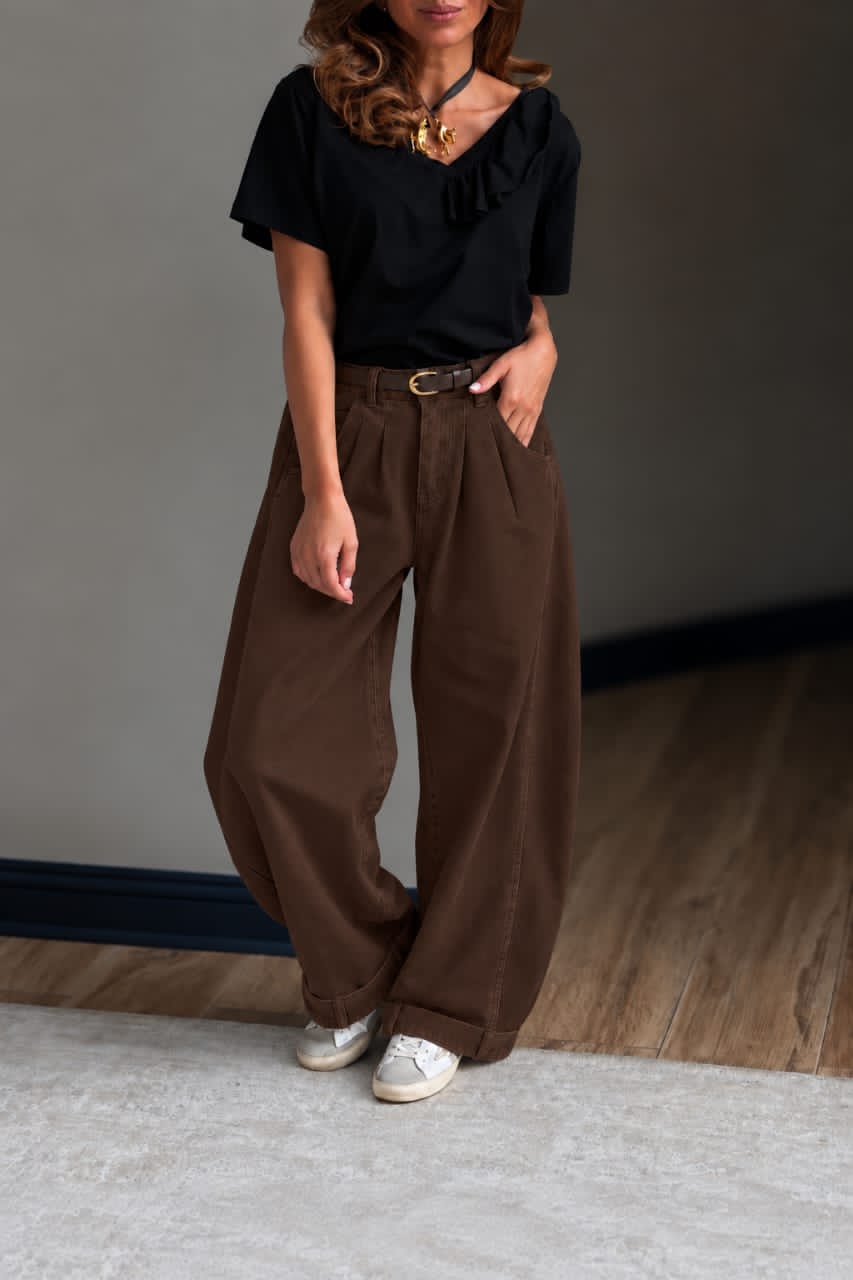 Jeans Baggy puño marrón