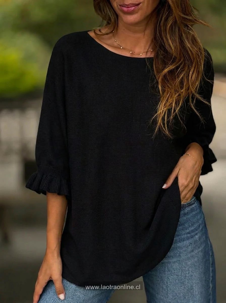 Sweater Manga vuelos negro