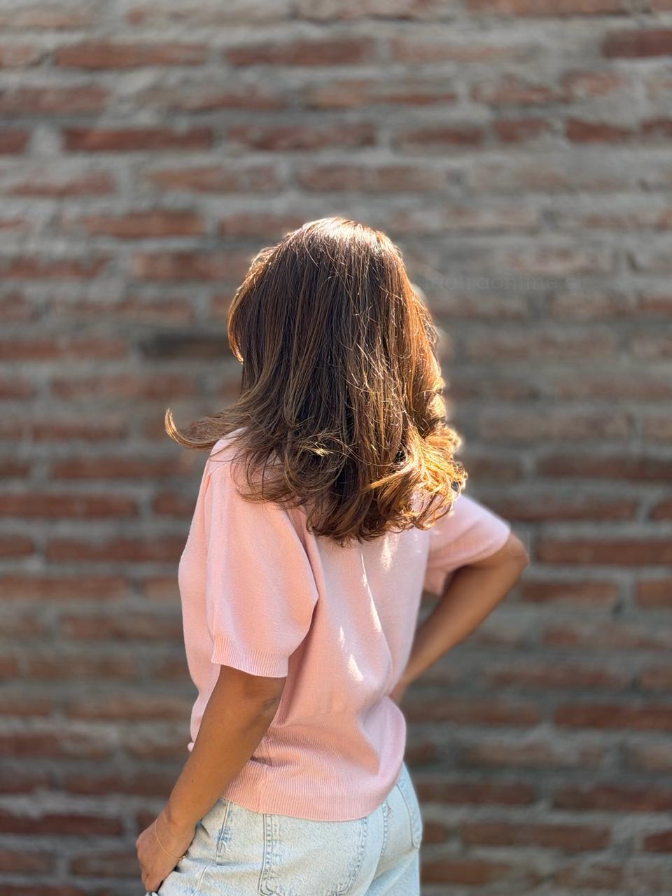 Polera Boton colores rosa