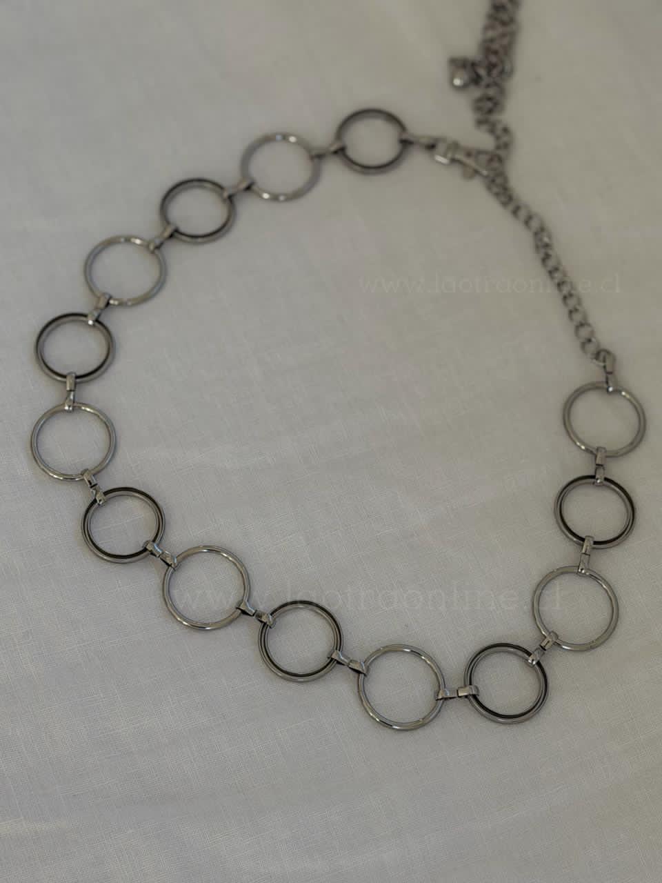 Cinturón cadena argollas plata