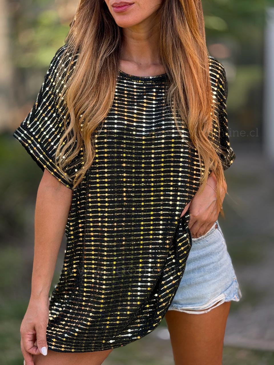 Polera mini espejitos dorado