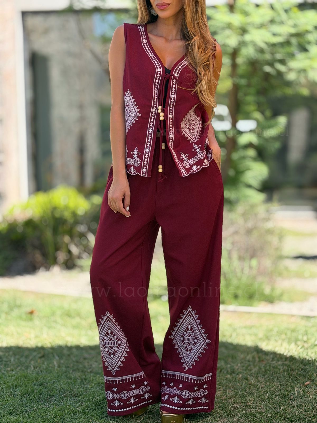 Conjunto Bordado cherry