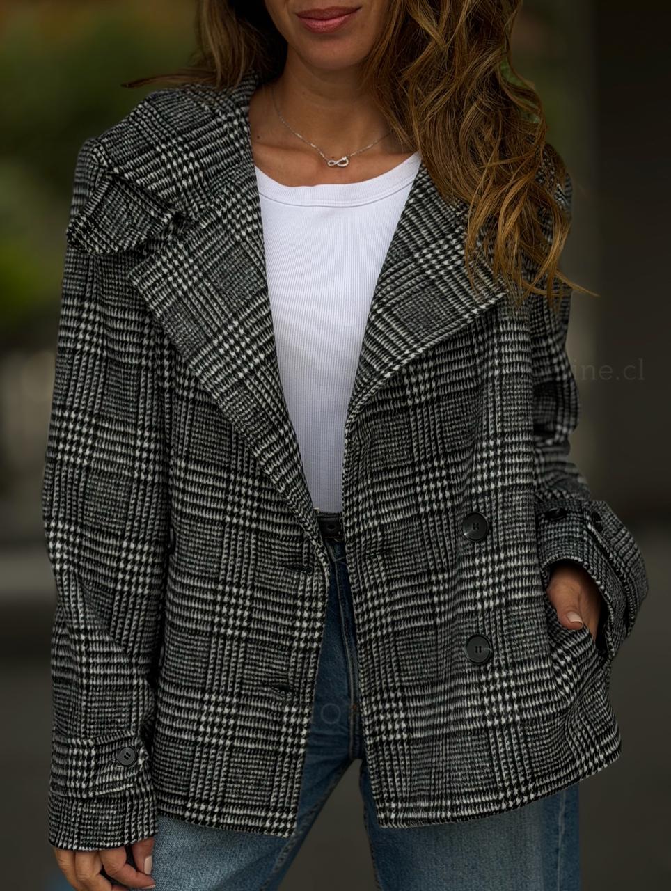 Abrigo Trench Cuadros gris