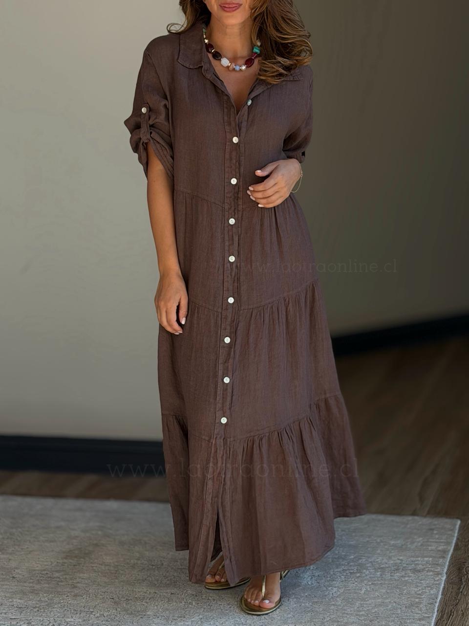 Vestido Lino marrón