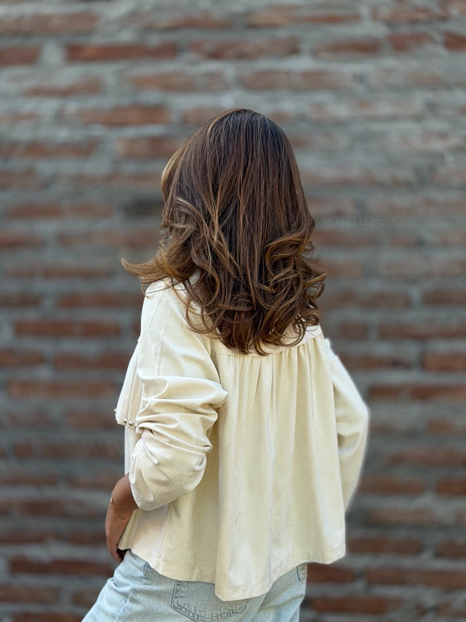 Tapado Corto flecos crema