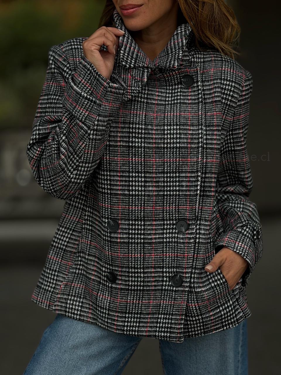 Abrigo Trench Cuadros rojo marengo