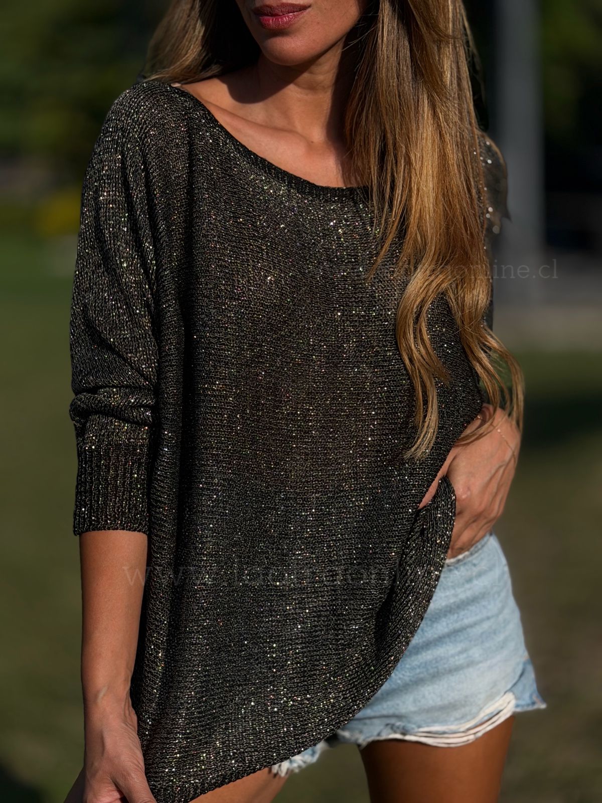 Sweater Hilo lurex negro