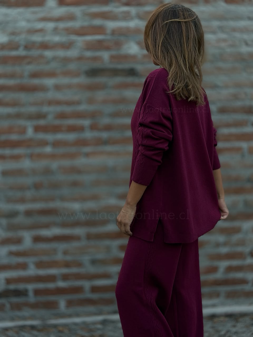 Conjunto Sweater+Pantalón tejido cherry