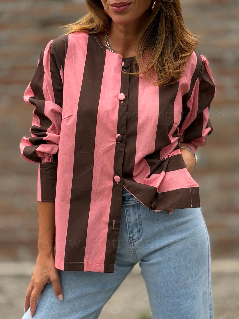 Blusa Roma rosa marron