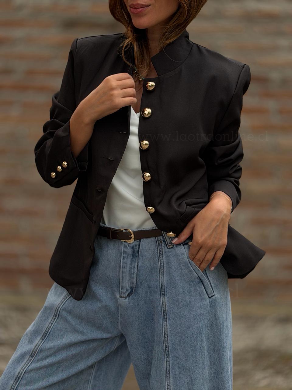 Blazer Botones Golden negro