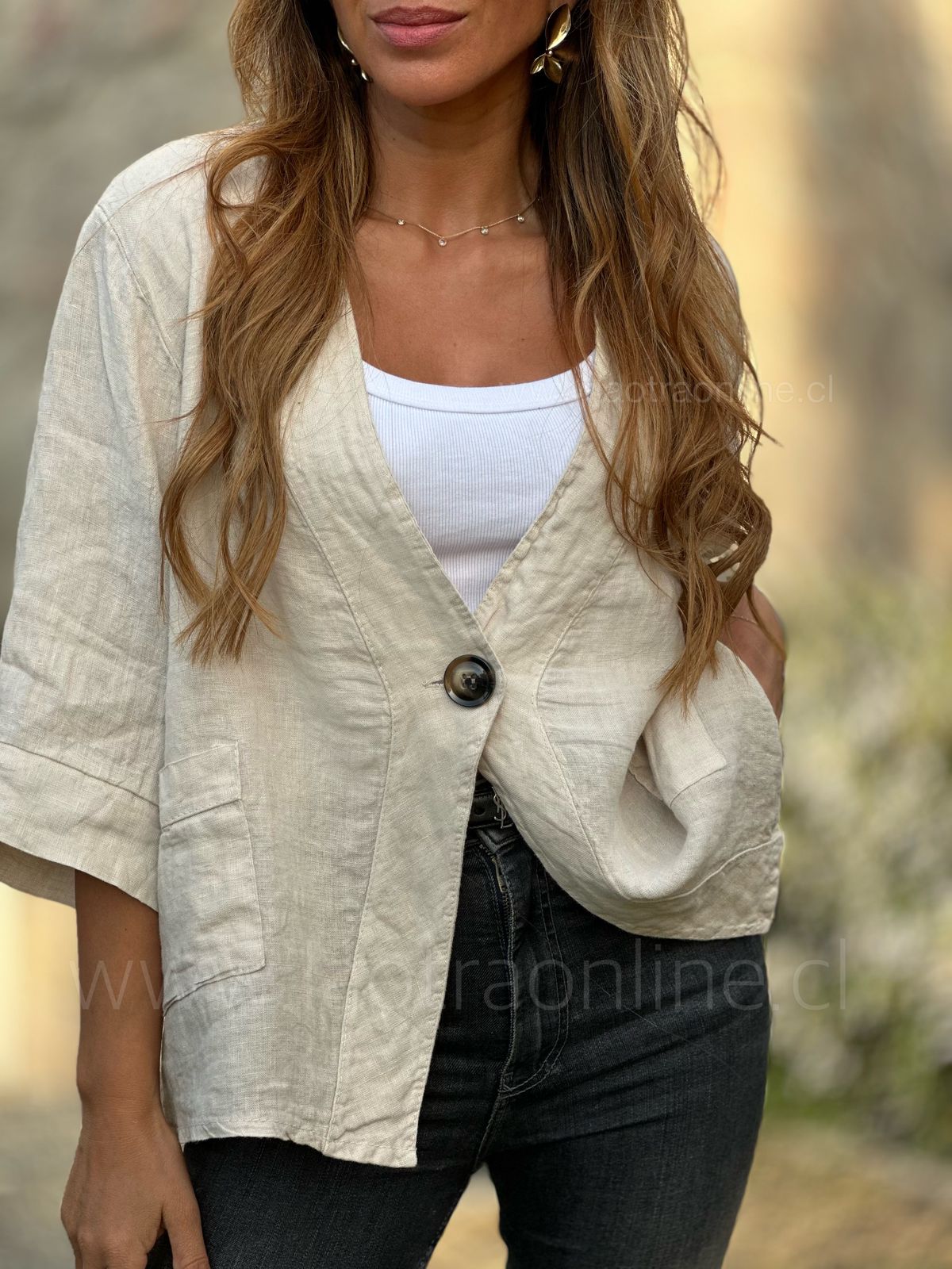 Blazer puro lino beige