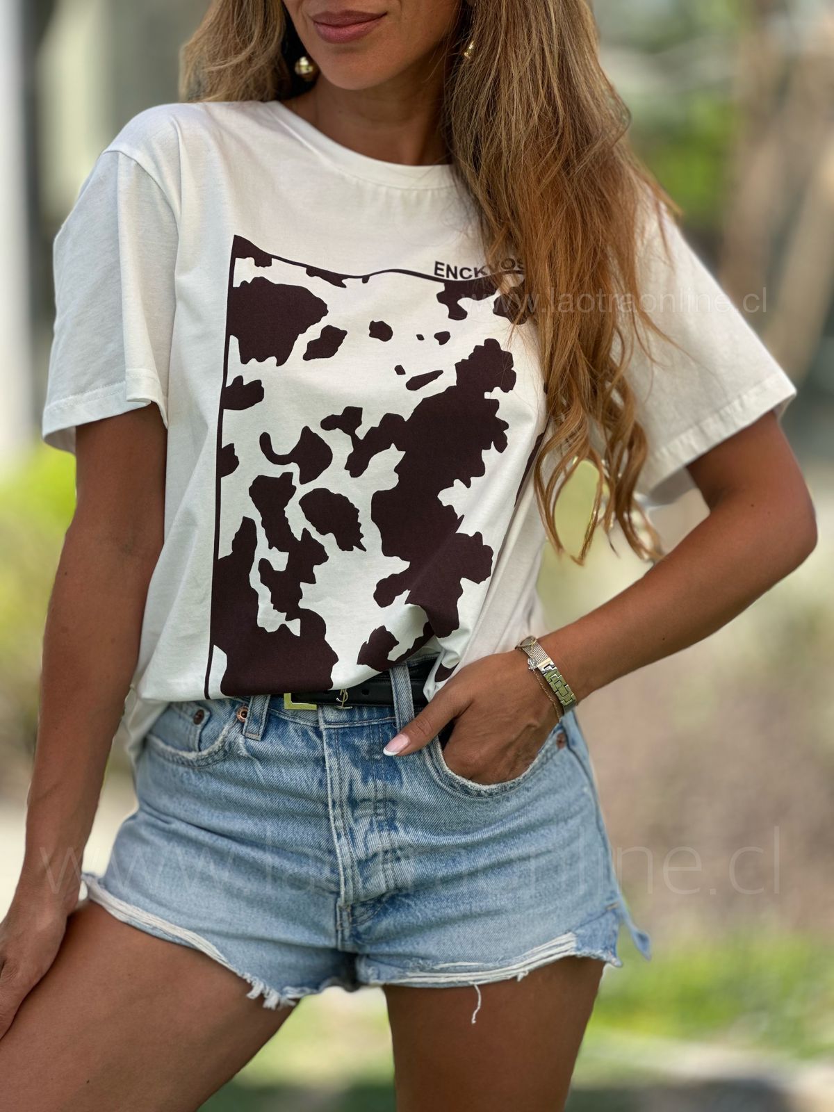 Polera Buzios café-blanco