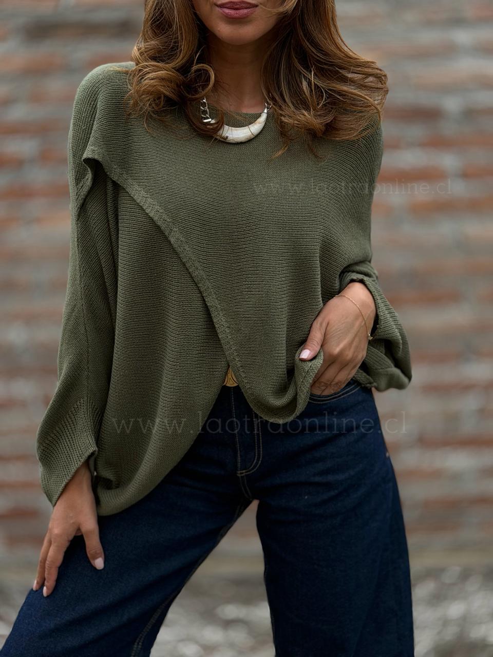 Sweater capa cruzada verde
