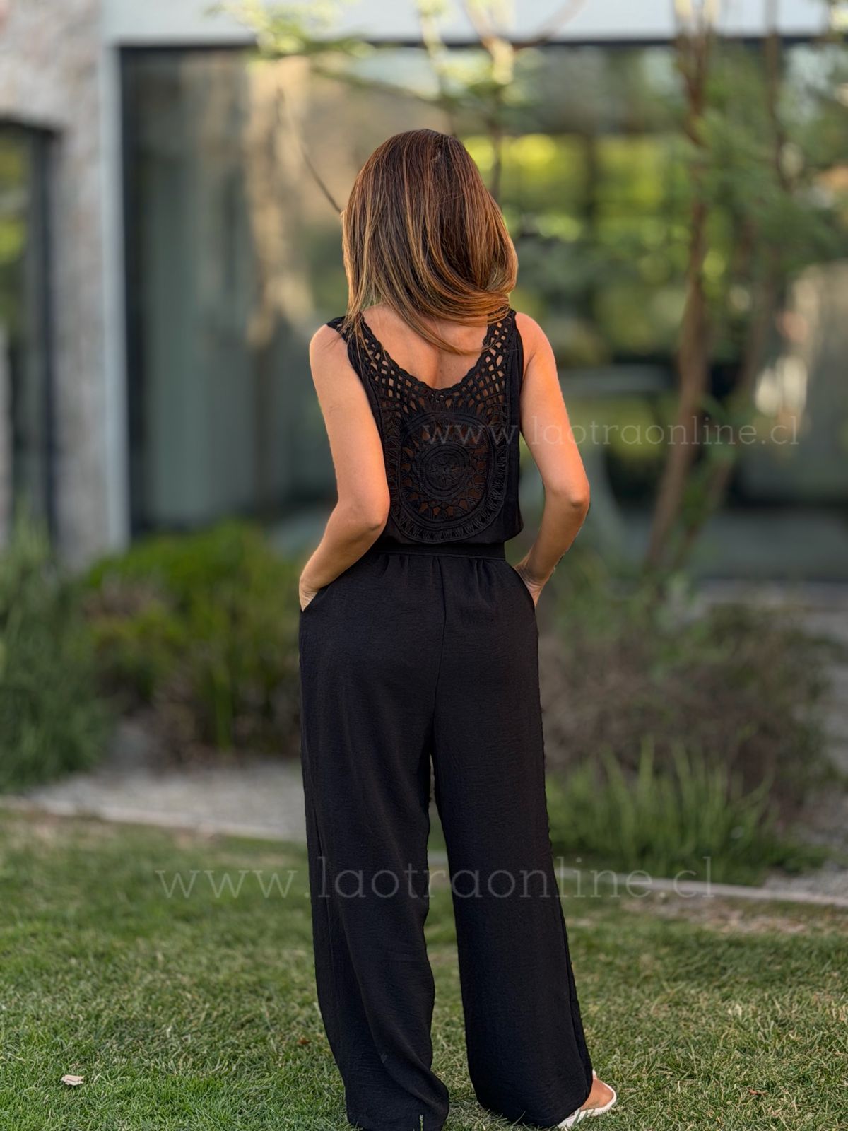 Enterito Espalda tejida  negro