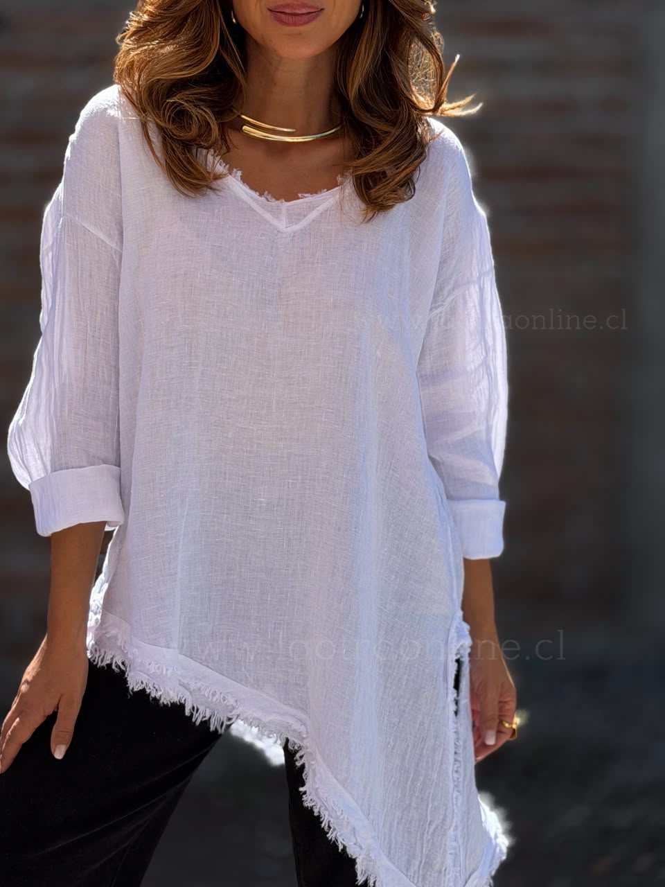Blusón Desigual lino blanco