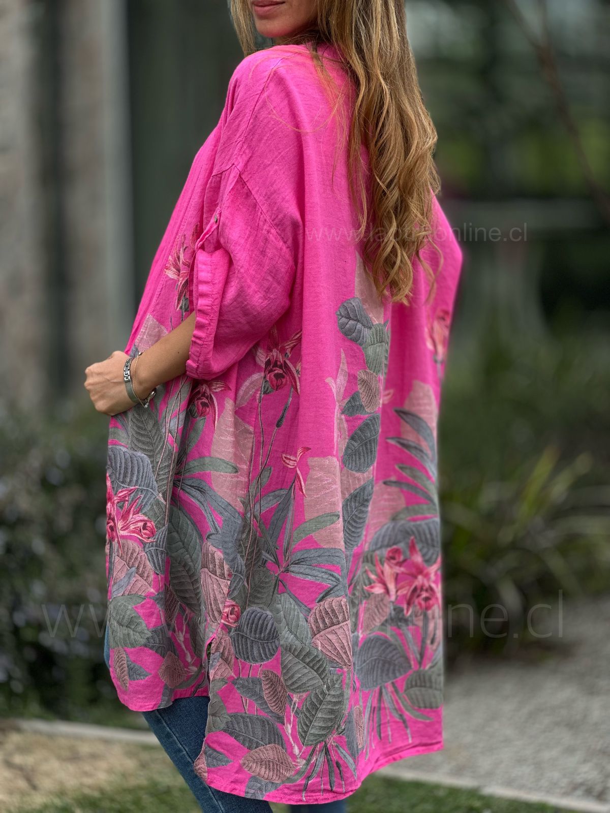 Tapado puro Lino primavera fucsia