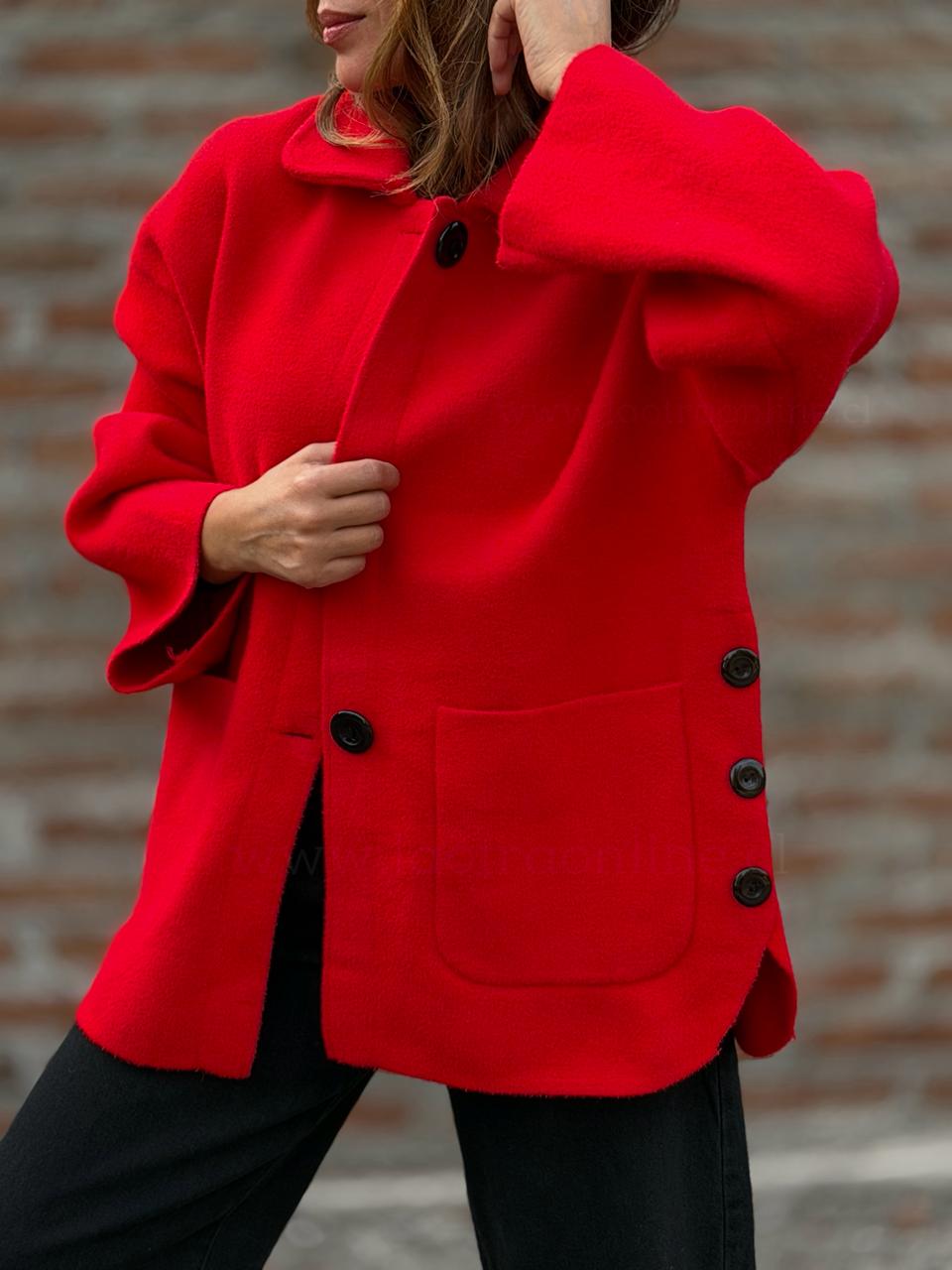 Abrigo Botones costado rojo