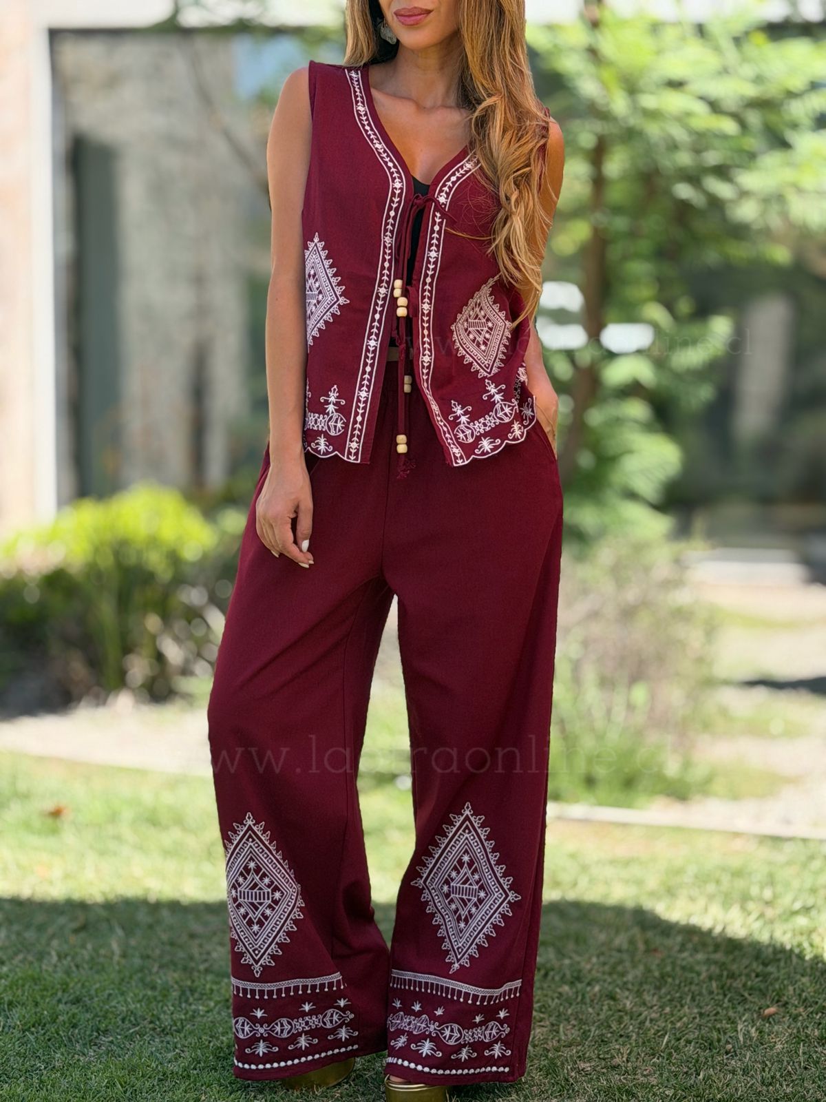 Conjunto Bordado cherry