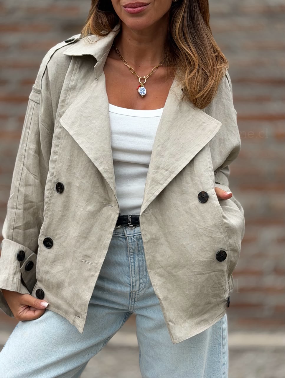 Chaqueta/trench Lino beige