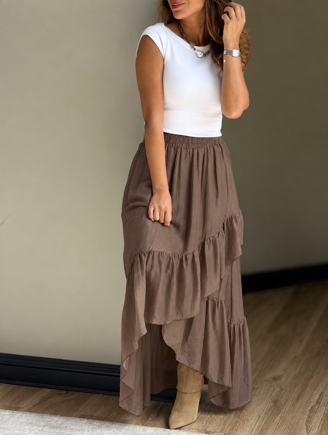 Falda Túnez marrón/moka