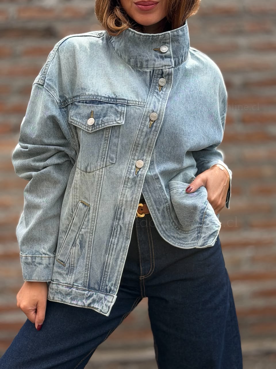 Chaqueta Cuello wow celeste