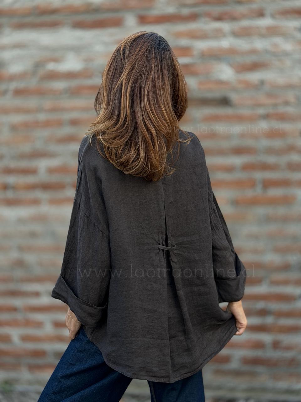 Camisa 100%Lino Italiano marrón
