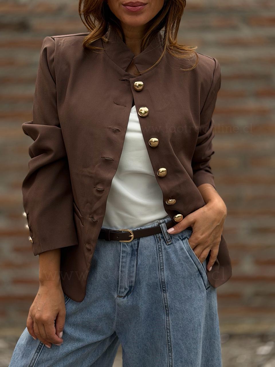 Blazer Botones Golden choco
