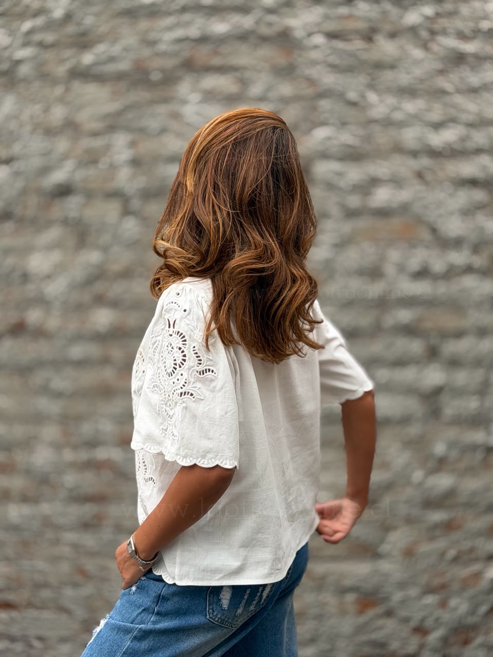Blusa New Broderie blanco