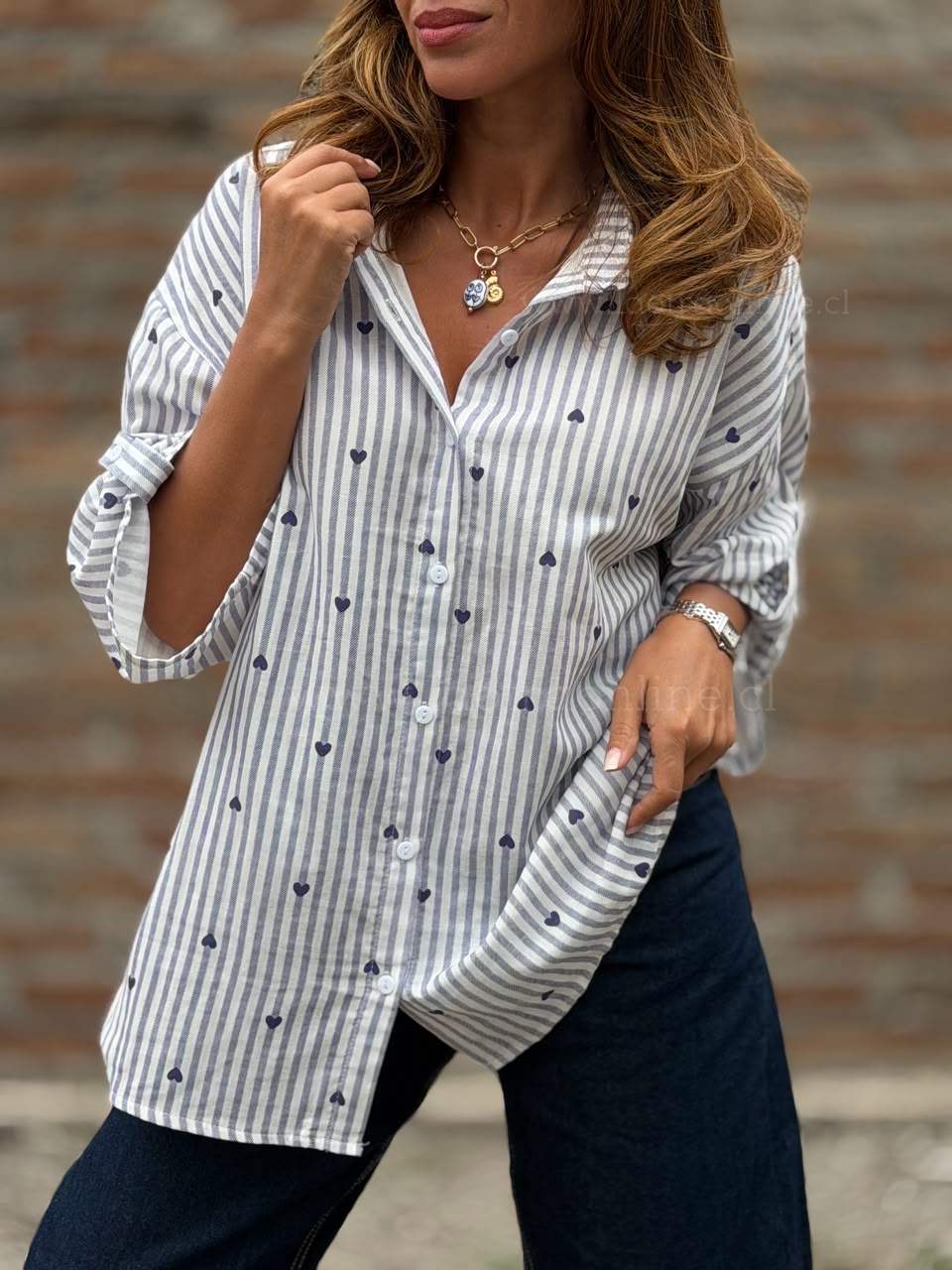 Blusa Mini corazón azul