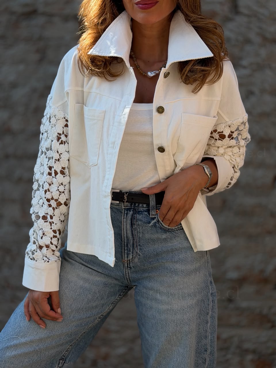 Chaqueta Manga tejida blanco