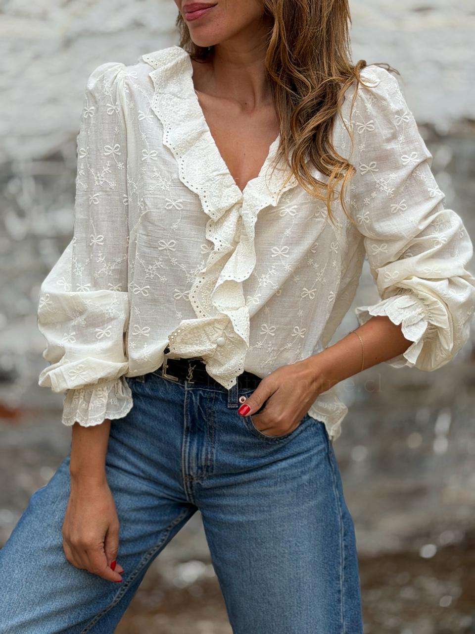 Blusa Broderie marfil