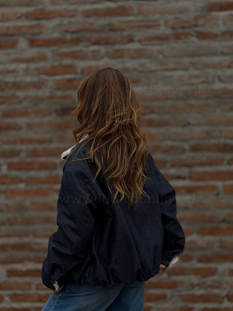 Chaqueta mezclilla piel interior azul