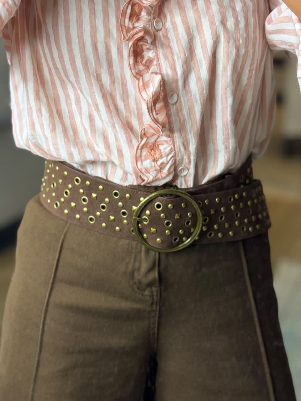 Cinturón Mini Argollas marron