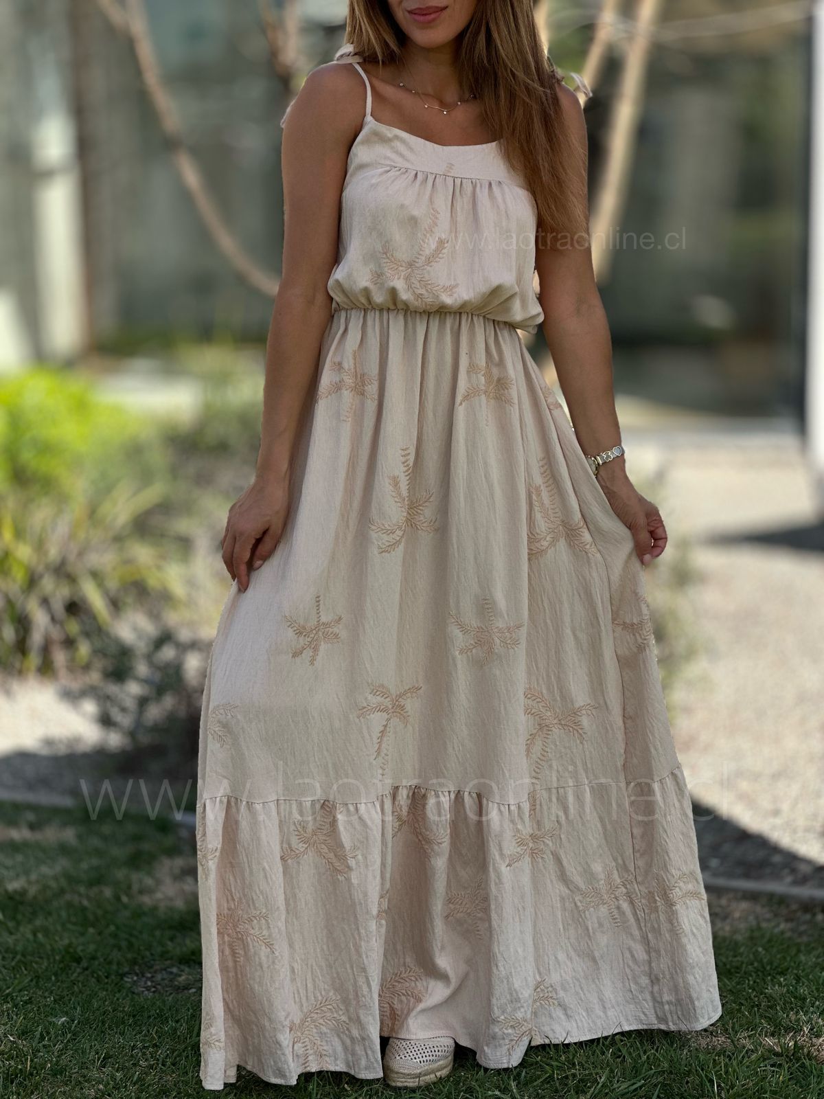 Vestido Palmeras camel