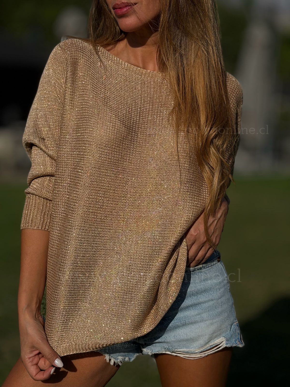 Sweater Hilo lurex camel