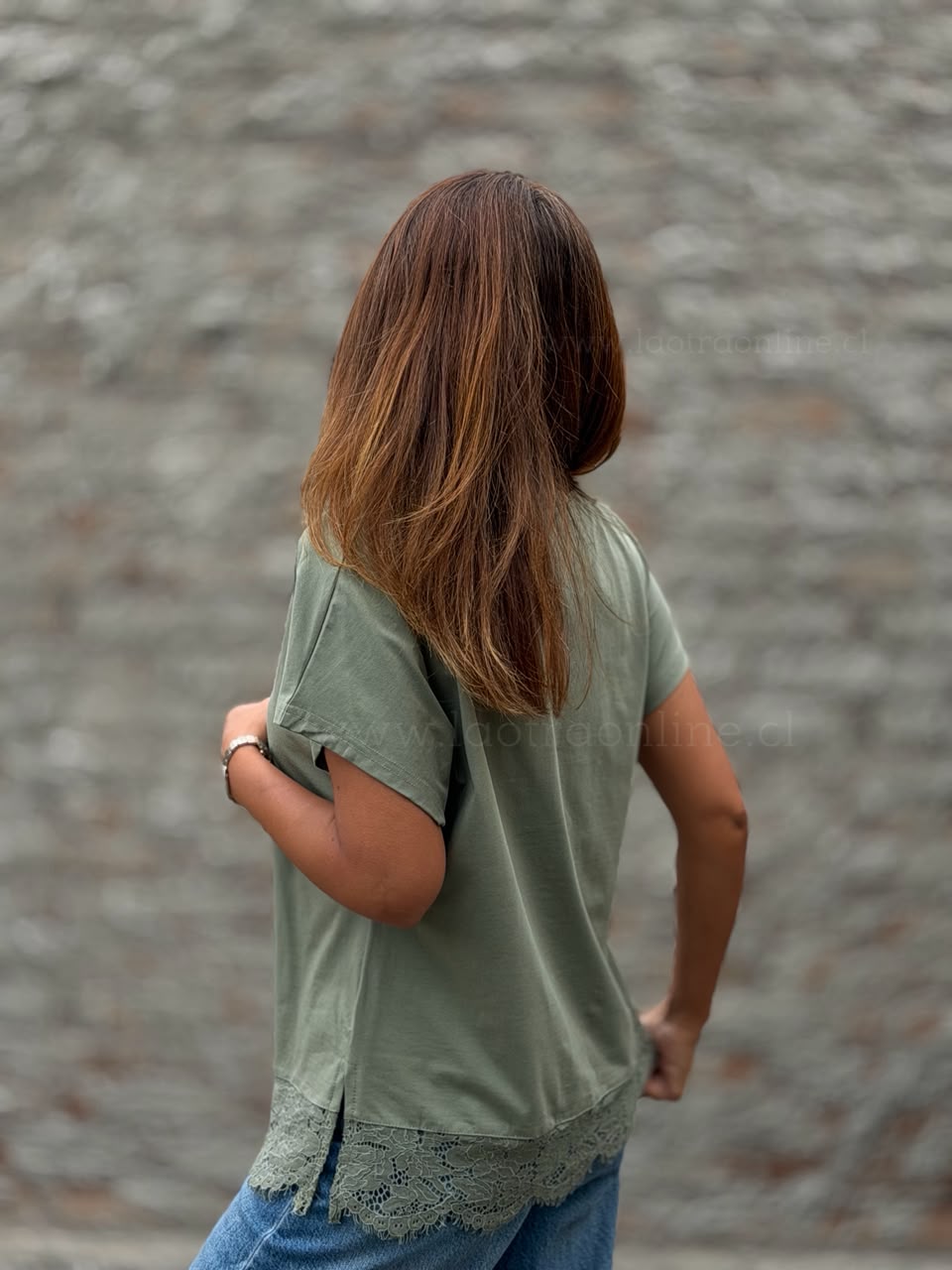 Polera Encaje verde