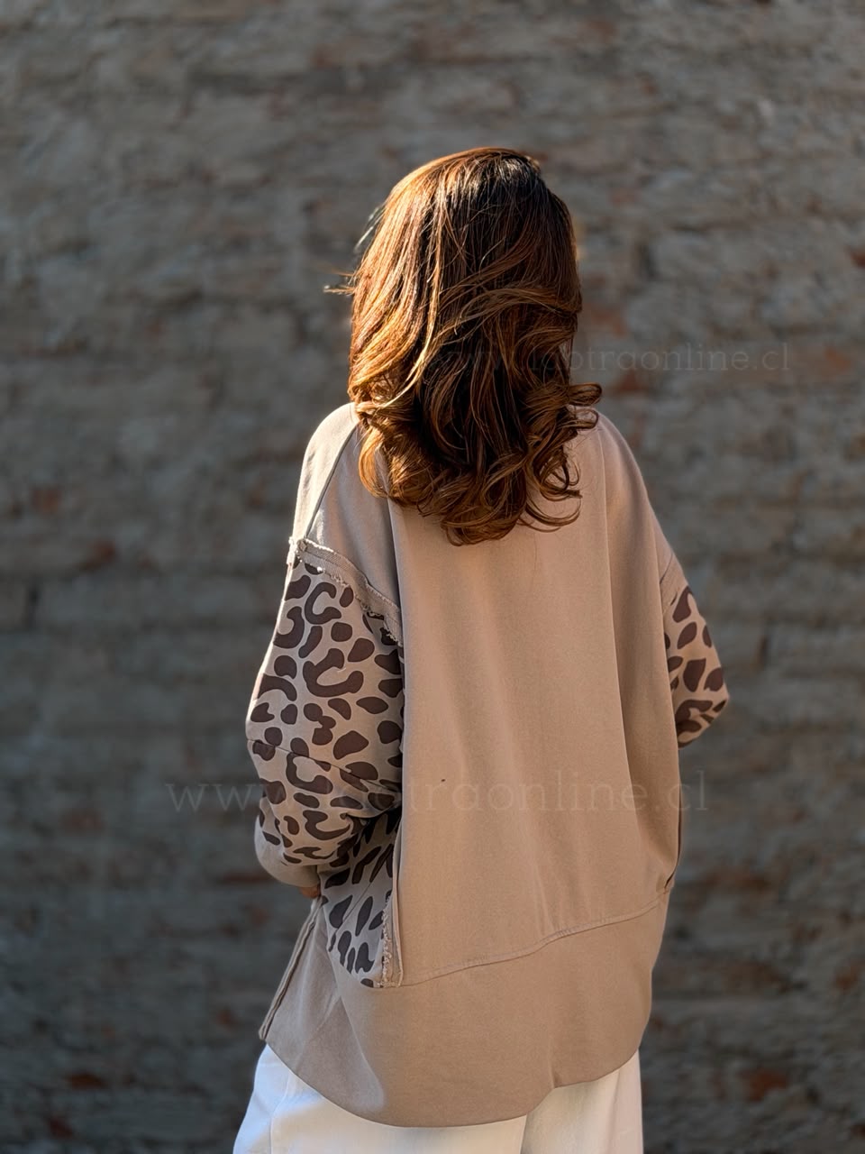 Poleron manga Print beige