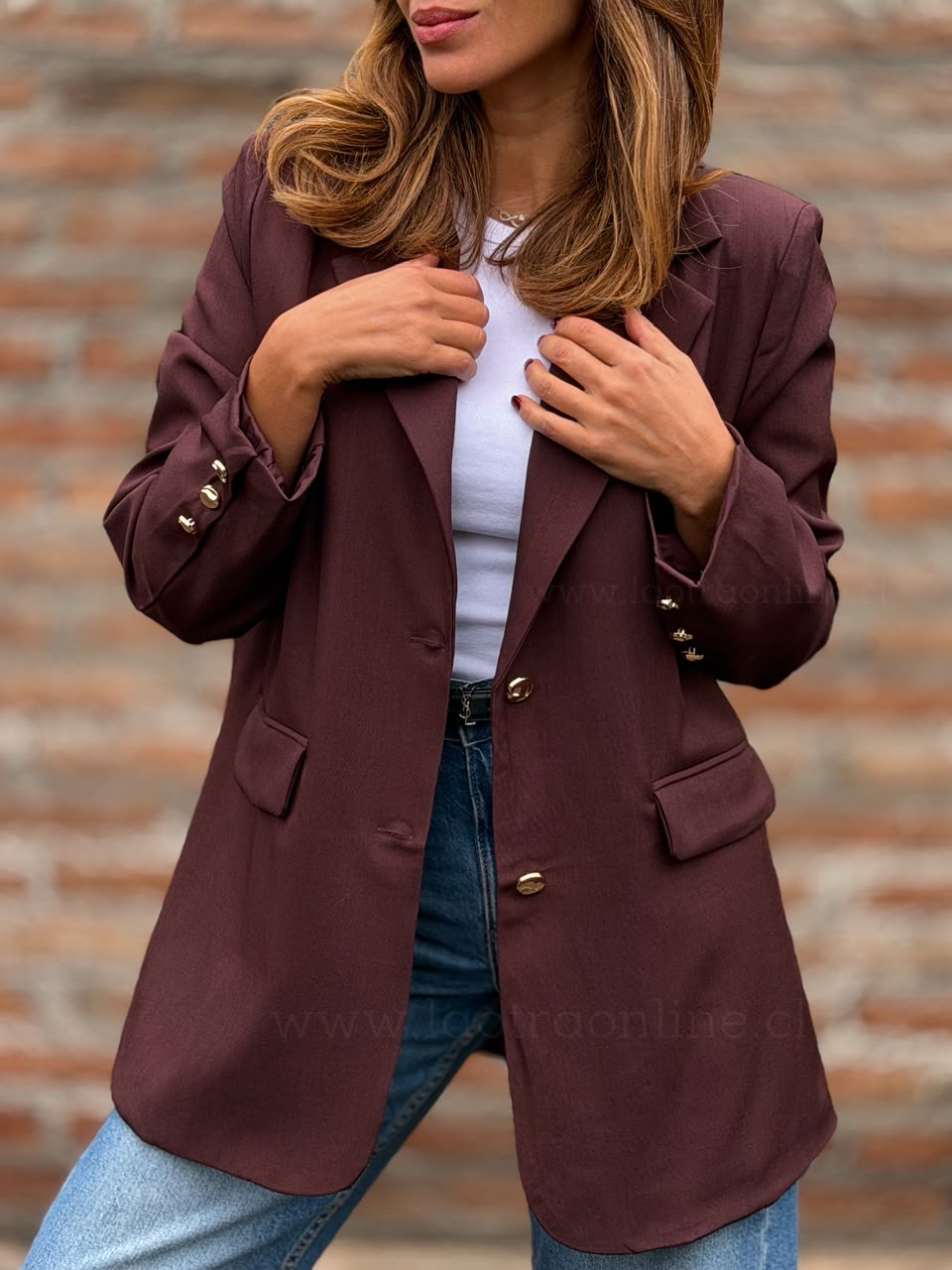 Blazer botón precioso choco