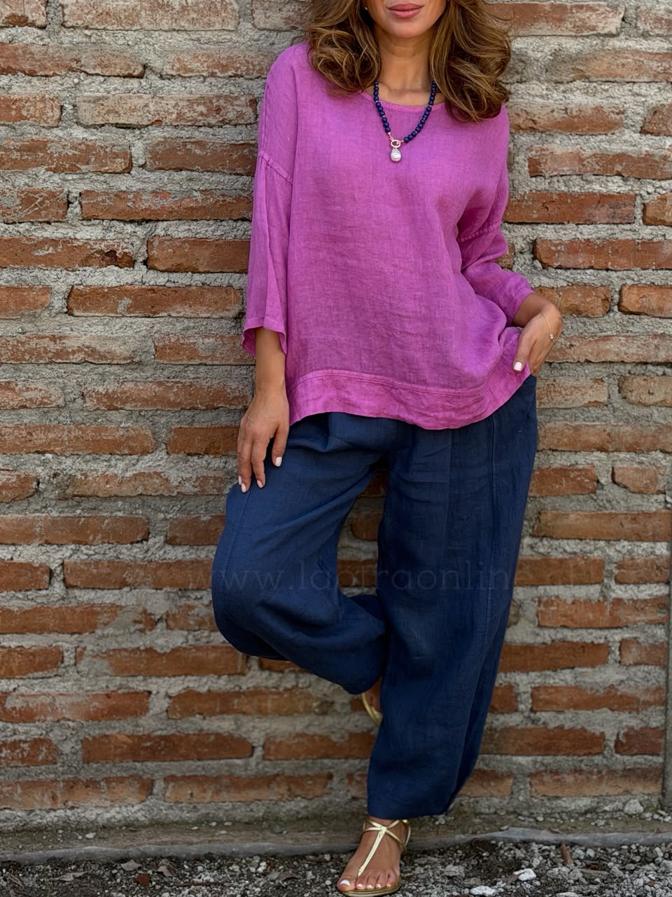 Blusón Italiano lino magenta