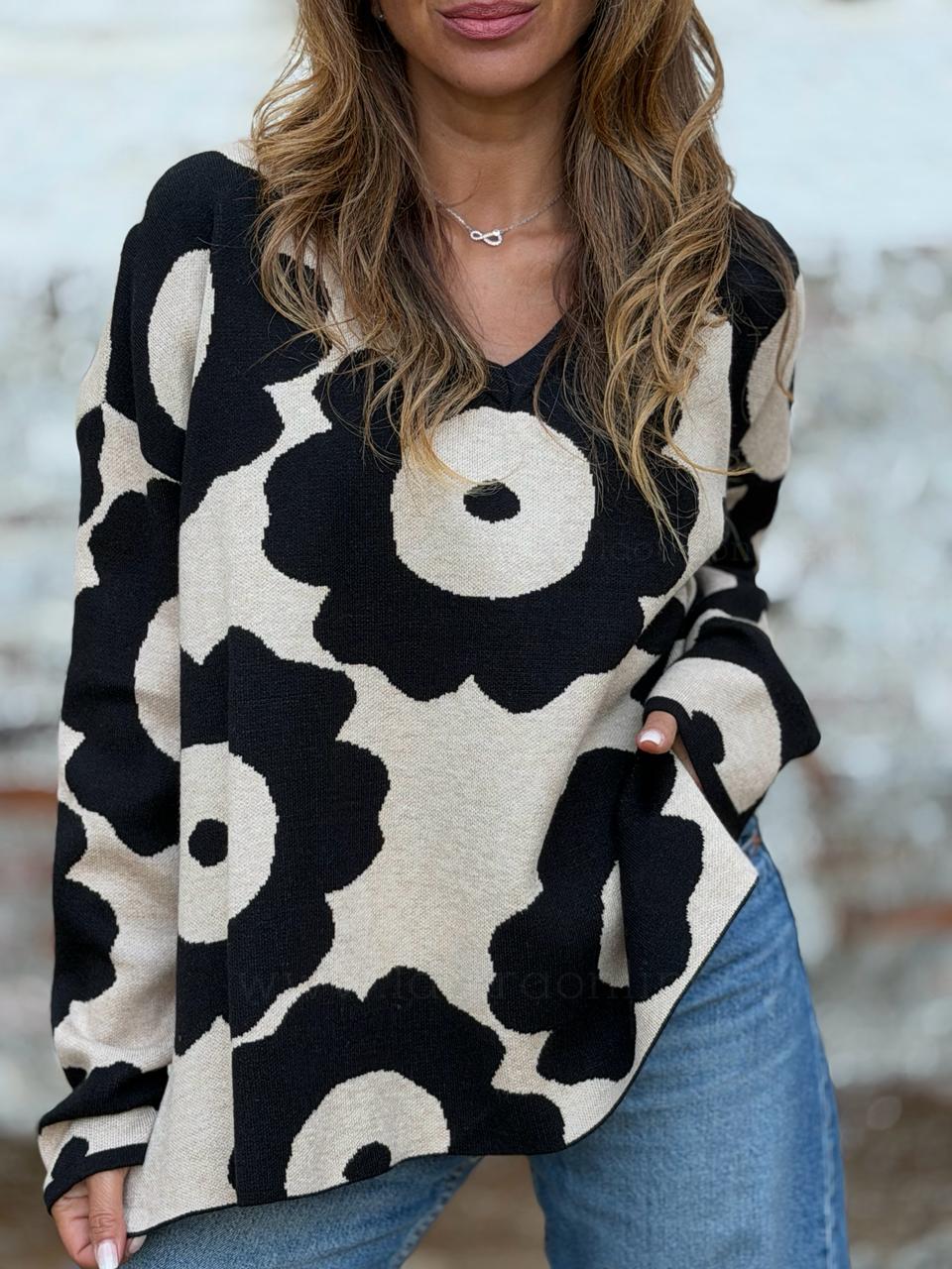 Sweater Jazmín beige/negro