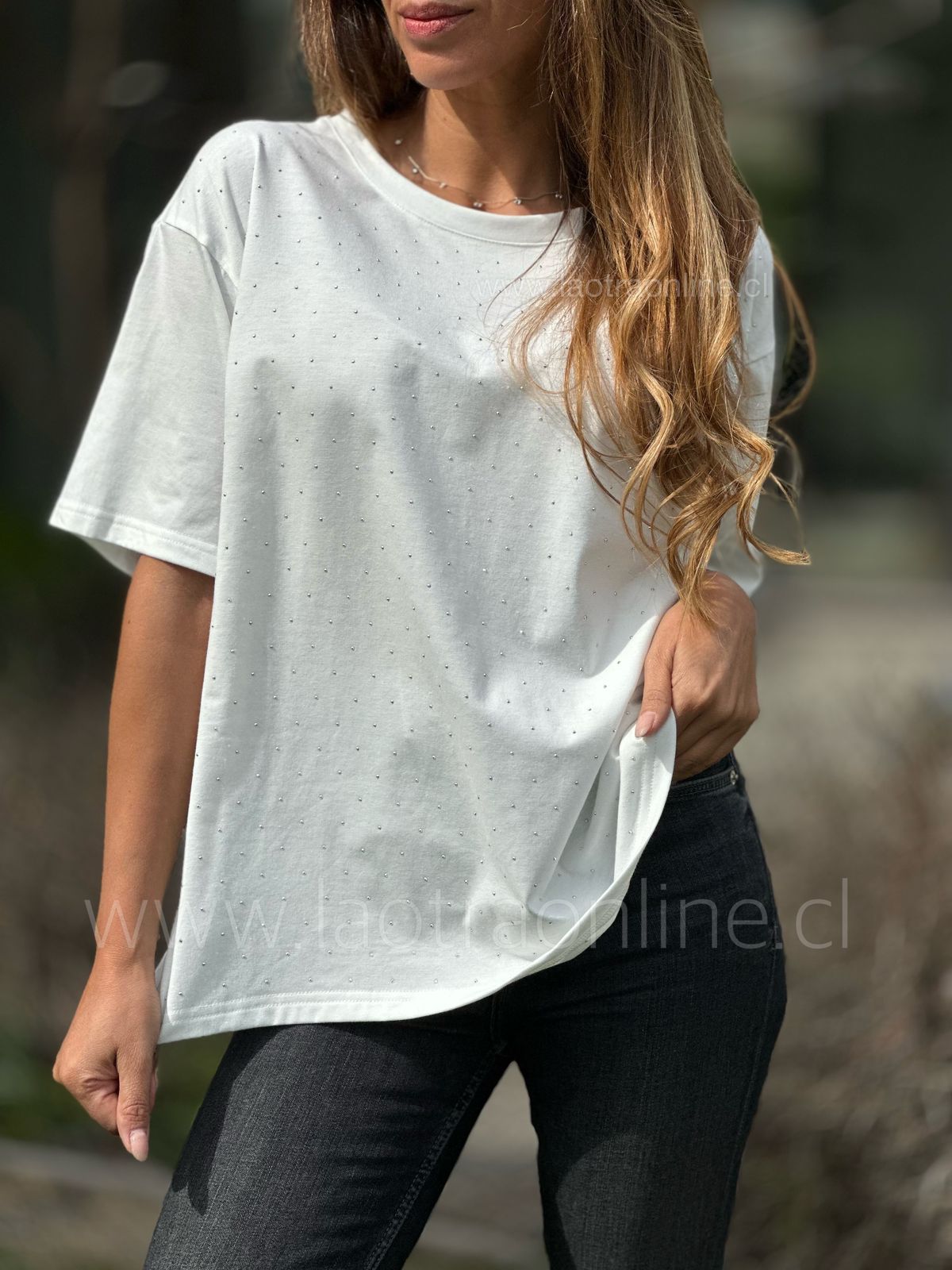 Polera Brillitos blanco