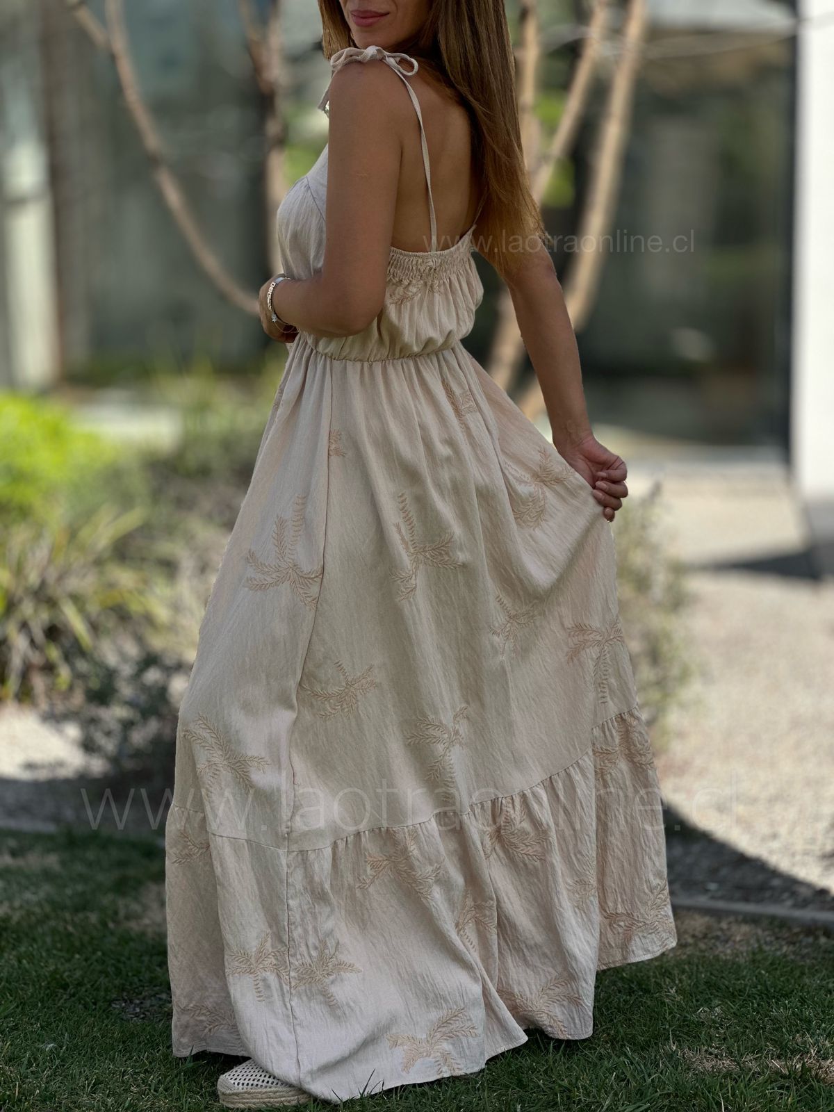Vestido Palmeras camel
