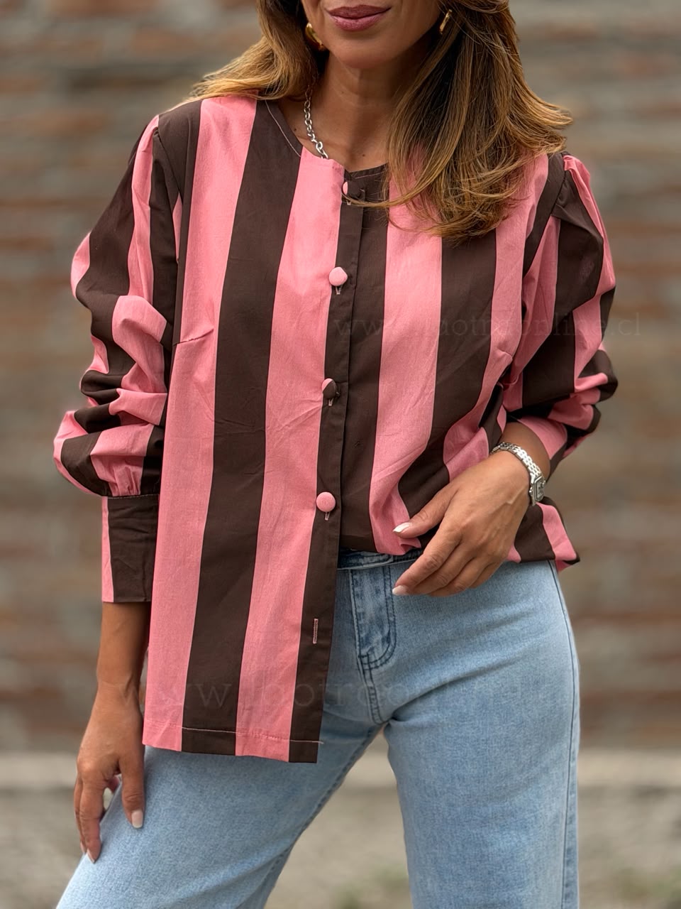 Blusa Roma rosa marron