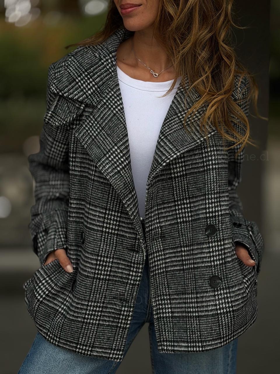 Abrigo Trench Cuadros gris