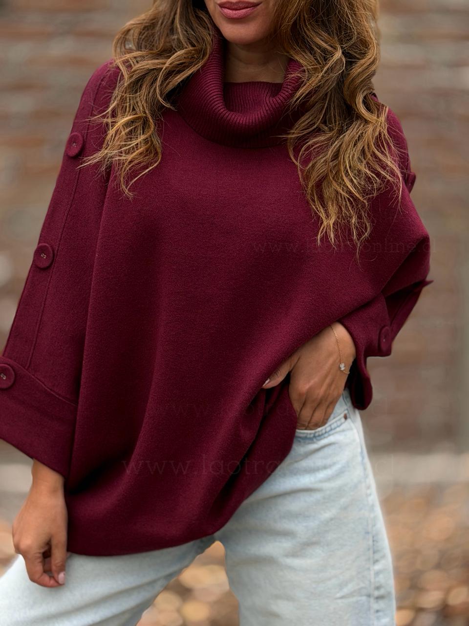 Sweater Botón tejido cherry