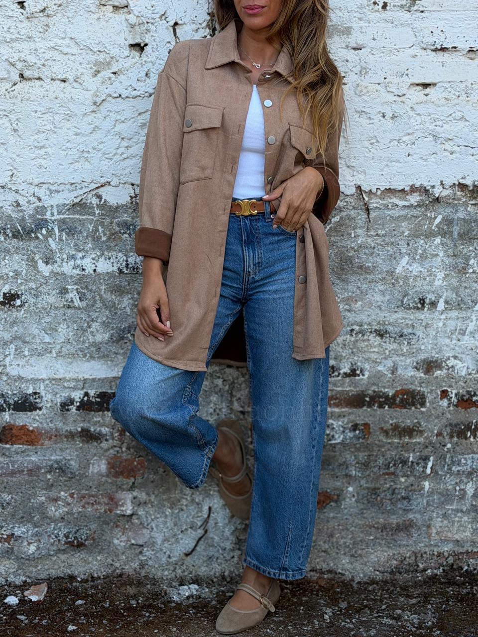 Sobre camisa Suede camel