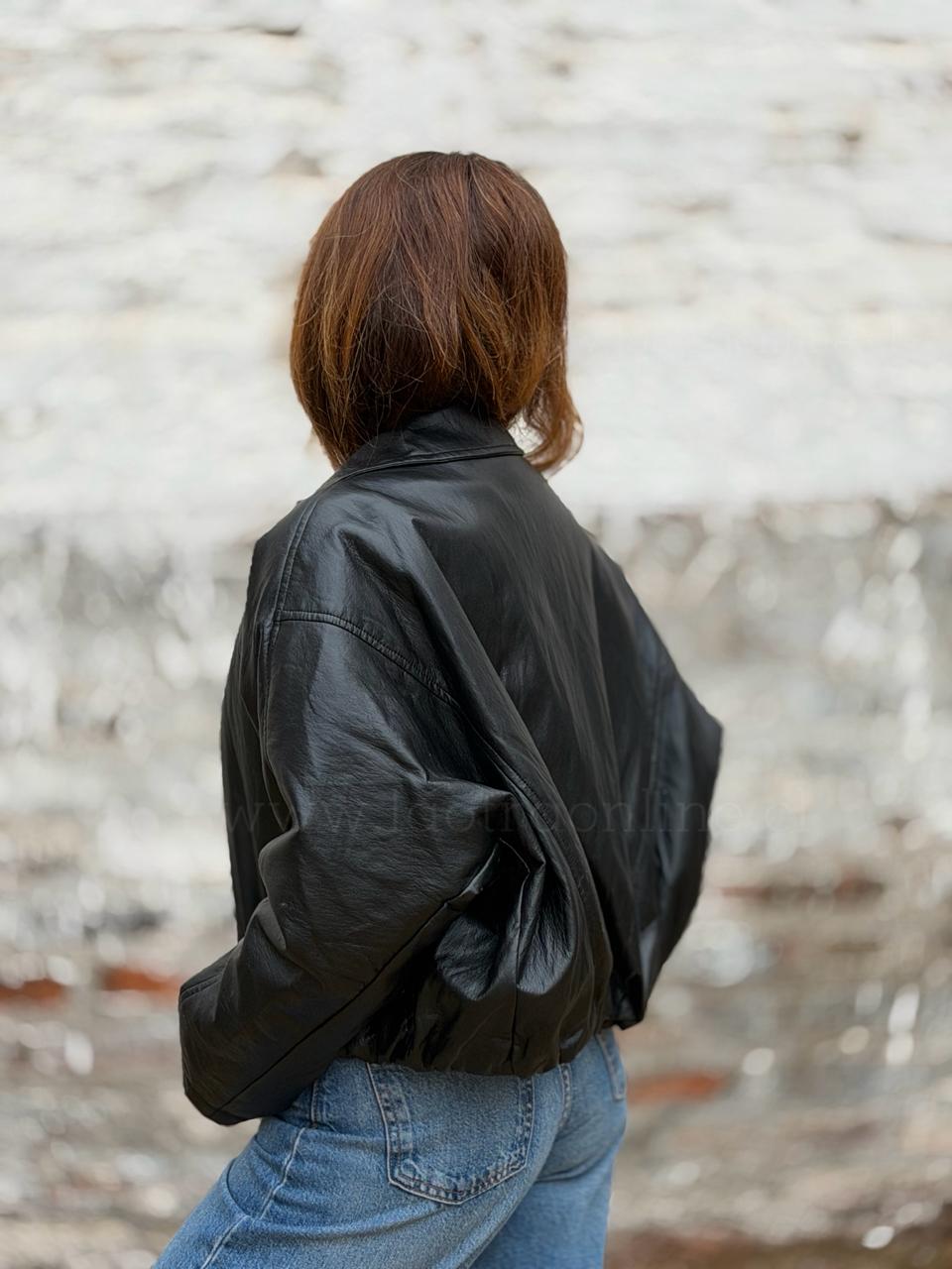 Bomber Ecocuero Patagonia negro